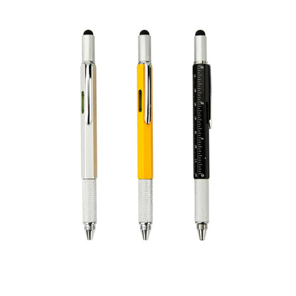 6 In 1 Multi-Functional Stylus Metal Ruler Pen with Level & Screwdriver2