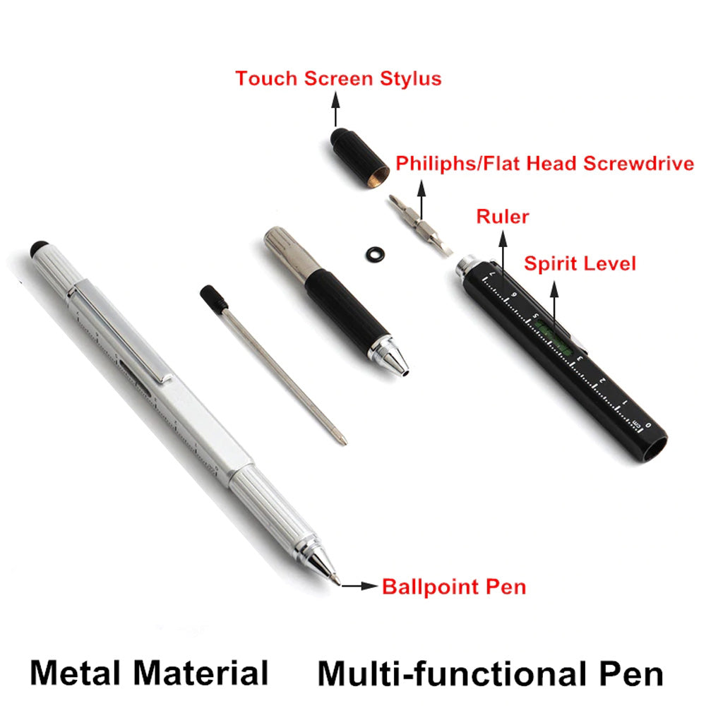 6 In 1 MultiFunctional Stylus Metal Ruler Pen With Level  Screwdriver 4