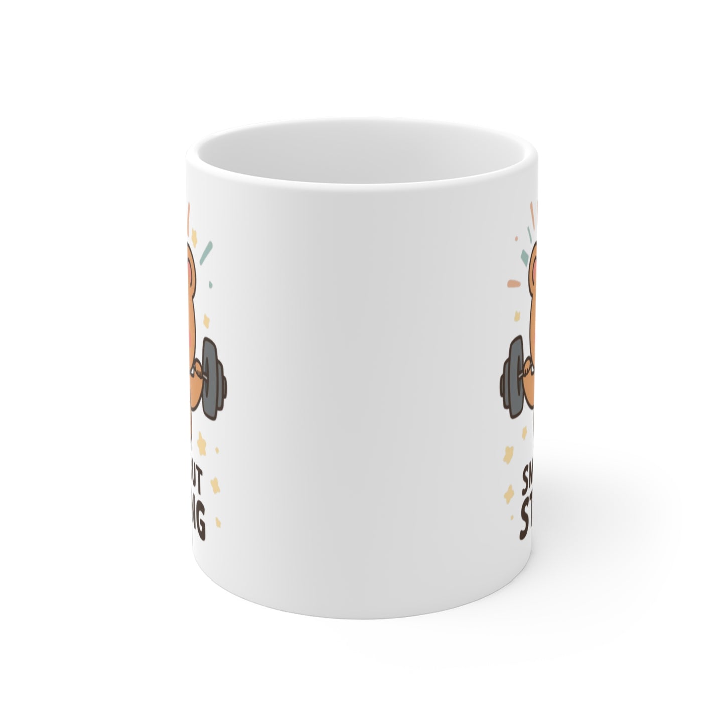 Small But Strong Bear Mug — Cute Motivational Coffee Cup for Gym Lovers