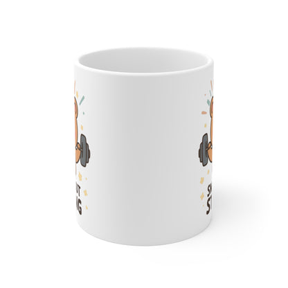Small But Strong Bear Mug — Cute Motivational Coffee Cup for Gym Lovers
