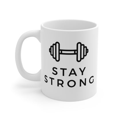 Stay Strong Mug — Motivational Dumbbell Coffee Cup (Gym Gift)