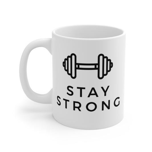 Stay Strong Mug — Motivational Dumbbell Coffee Cup (Gym Gift)