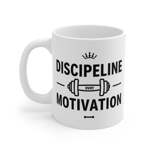 Discipline Over Motivation Coffee Mug — Fitness Motivational Gym Gift