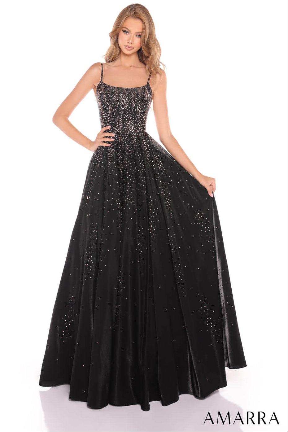 87292 Amarra Hot Stone Ball Gown With Scoop Neckline
