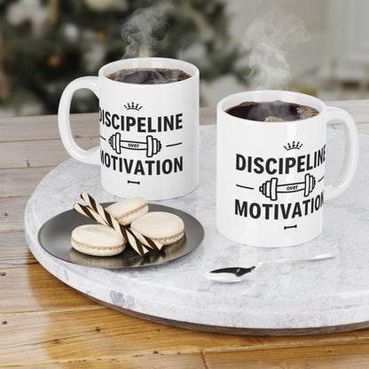 Discipline Over Motivation Coffee Mug — Fitness Motivational Gym Gift
