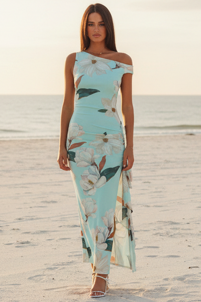 Amalfi Maxi Dress Mint Floral Print Dress