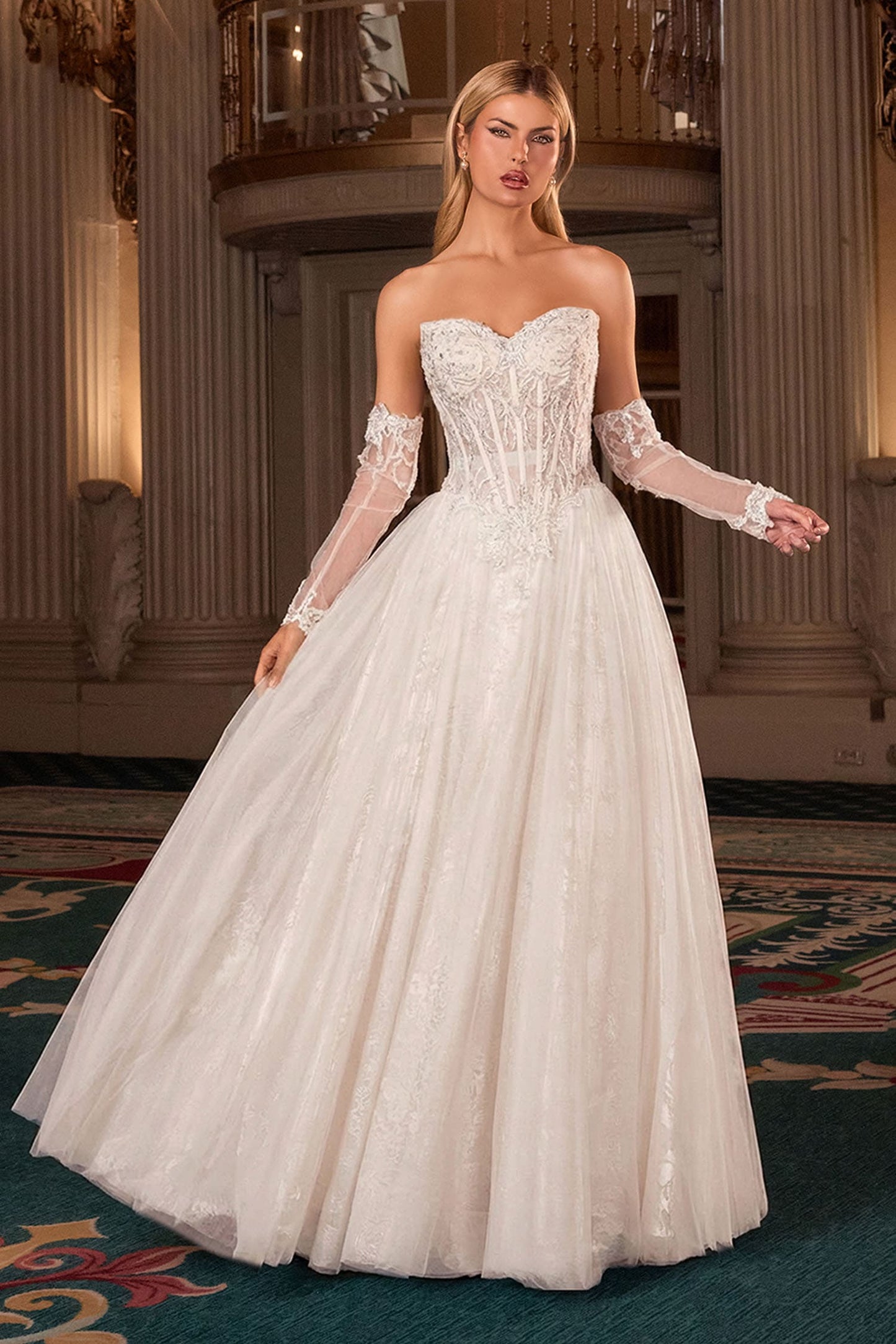 LILITH GOWN A- TULLE DRESS WITH GLOVES OFF WHITE