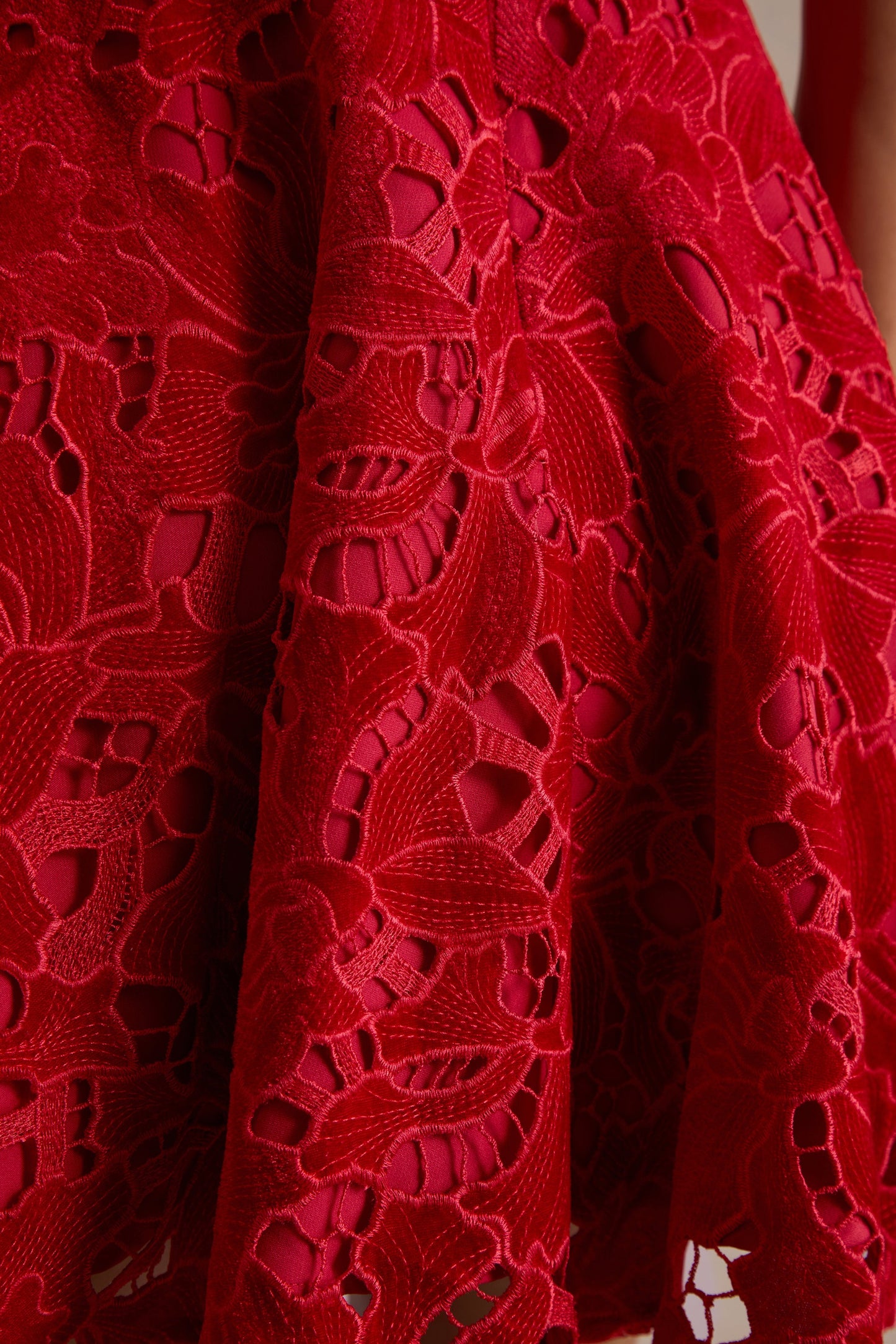 Roam | Red Lace High-Neck Mini Dress