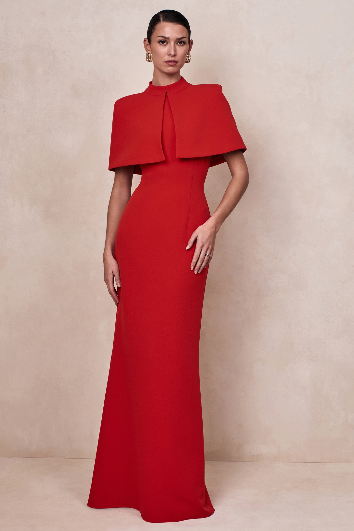 Astrelle | Red Crew-Neck Maxi Dress