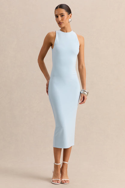 Mirana | Powder Blue High-Neck Midi-Dress