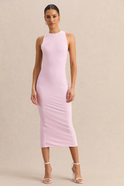 Mirana | Light Pink High-Neck Midi-Dress