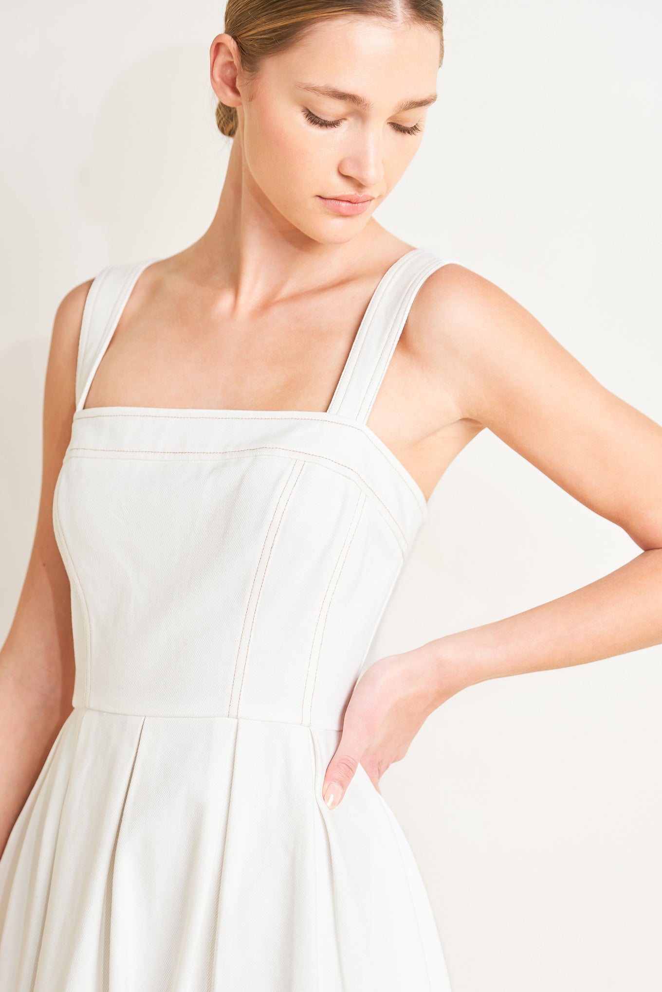 SERENE CHARM OFF WHITE MIDI DRESS