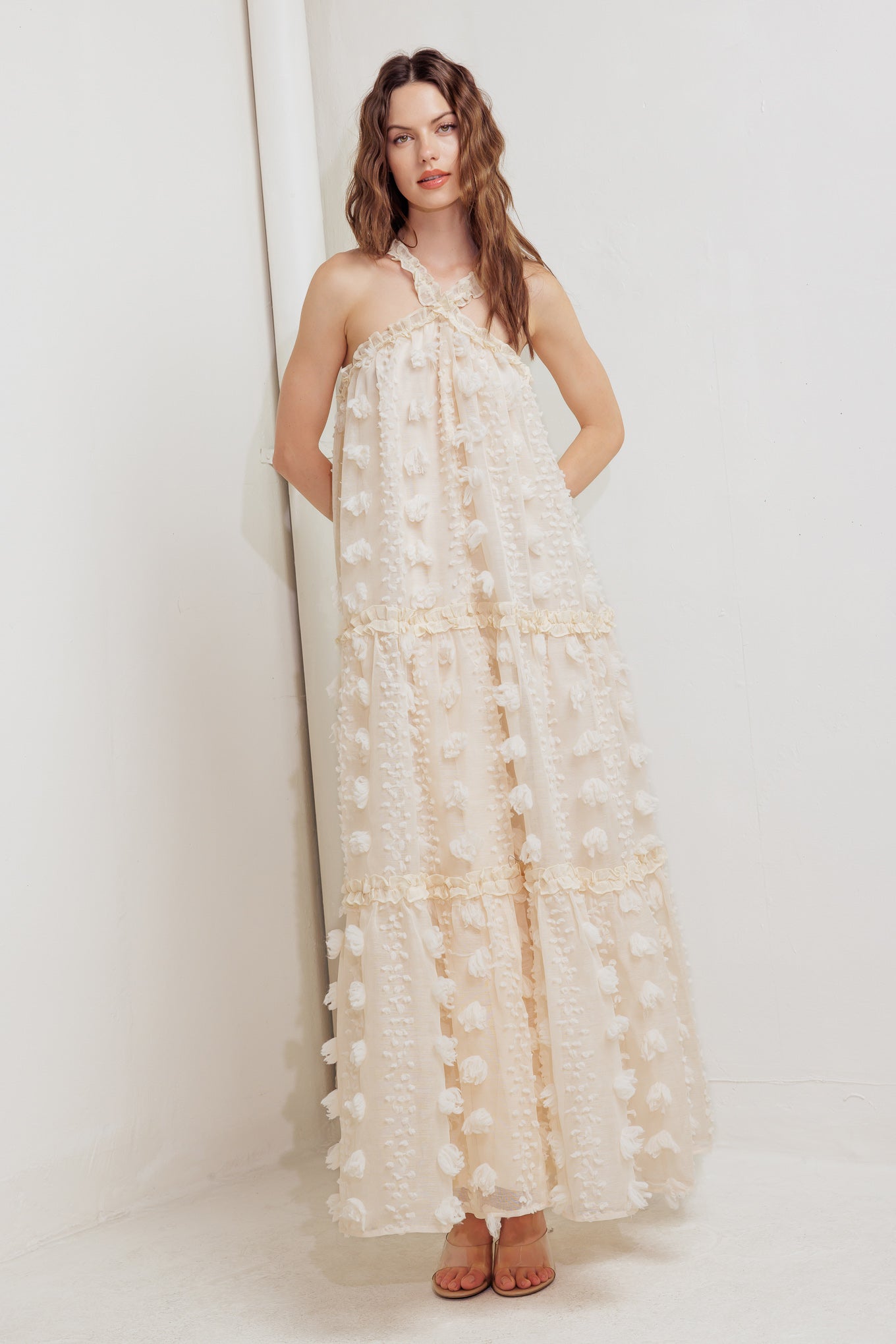 CLOUD NINE CROSS FRONT MAXI DRESS
