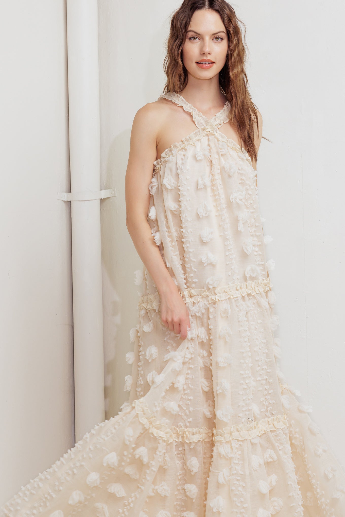 CLOUD NINE CROSS FRONT MAXI DRESS