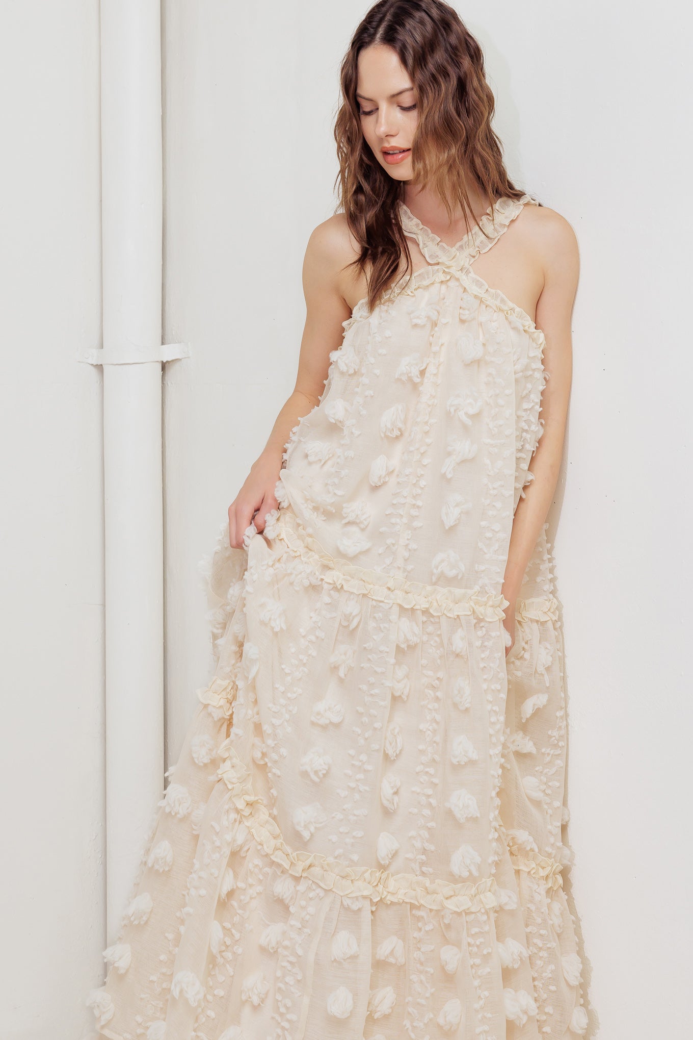 CLOUD NINE CROSS FRONT MAXI DRESS