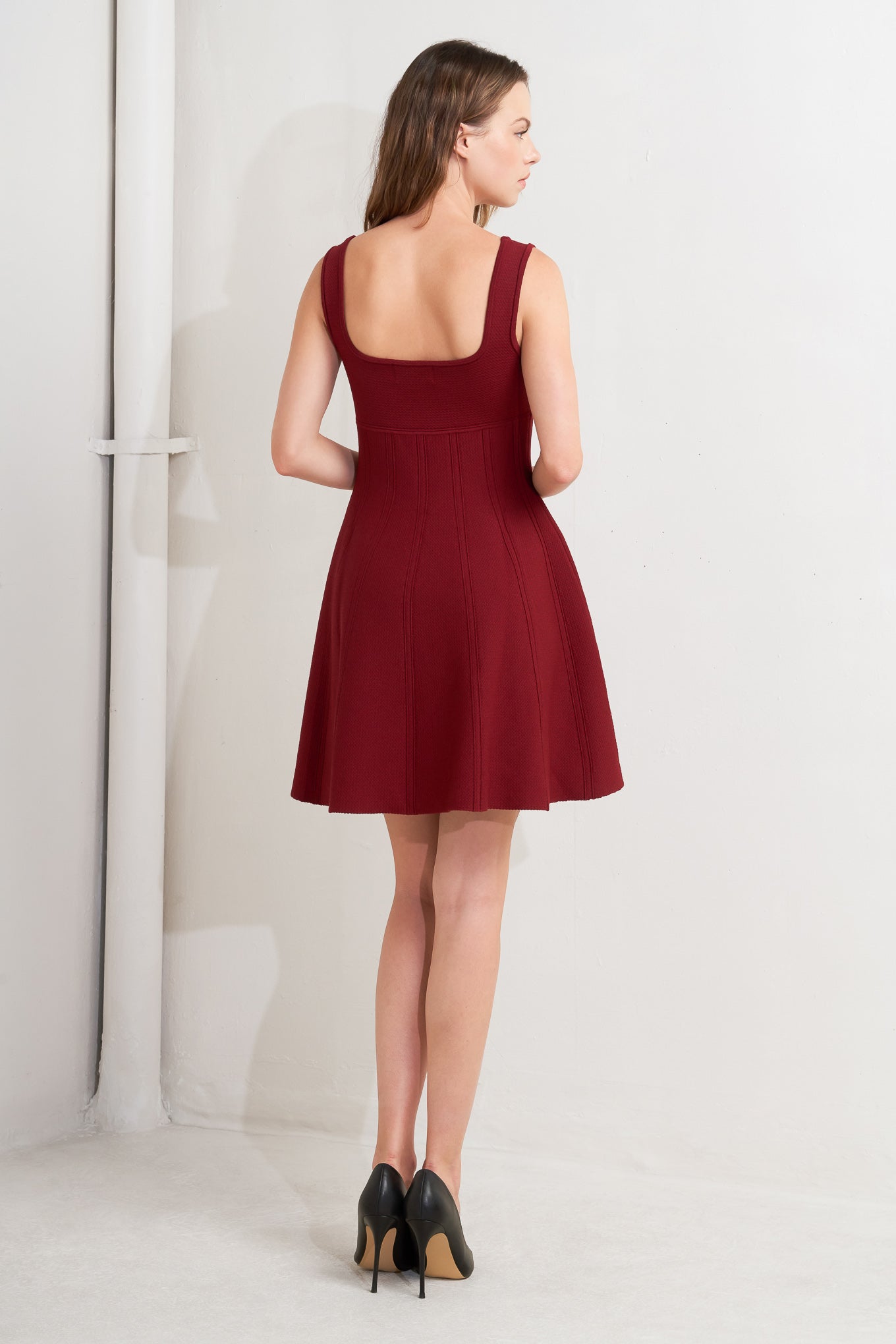 SKATER IN WINE SWEATER MINI DRESS