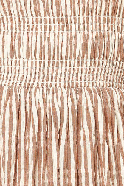 VALHALLA BROWN STRIPED MIDI DRESS
