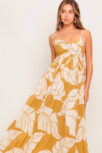 LEAF PRINT SUMMER MAXI DRESS