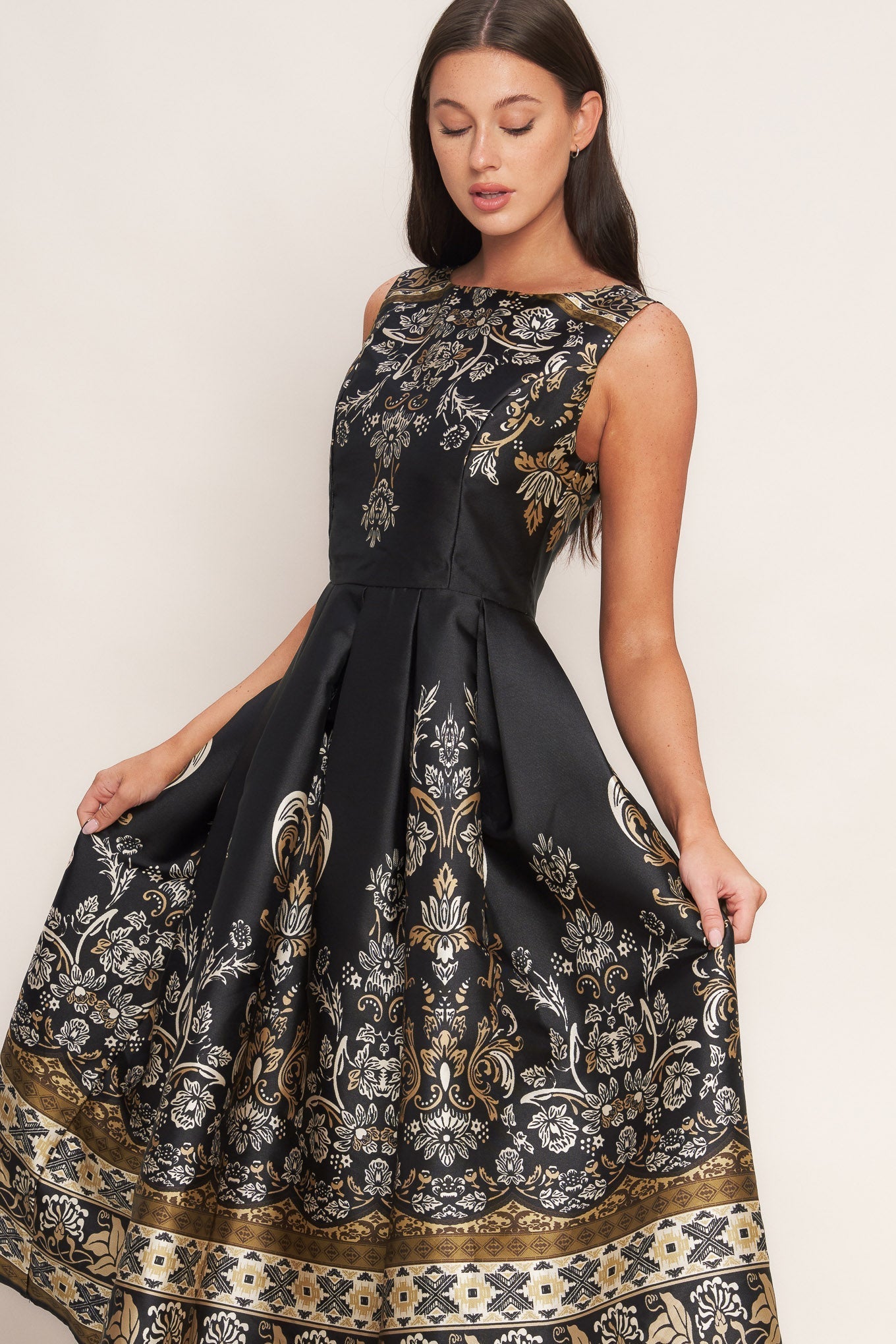 BAROQUE SPELL BLACK MIDI DRESS FINAL