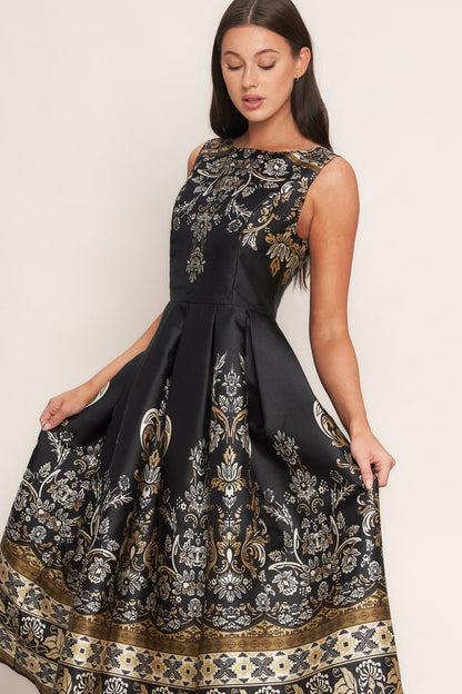BAROQUE SPELL BLACK MIDI DRESS