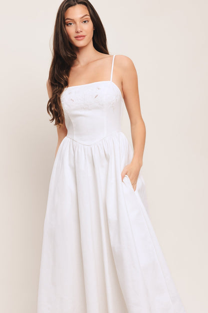 CLOUD PETAL WHITE DENIM MIDI DRESS- FINAL
