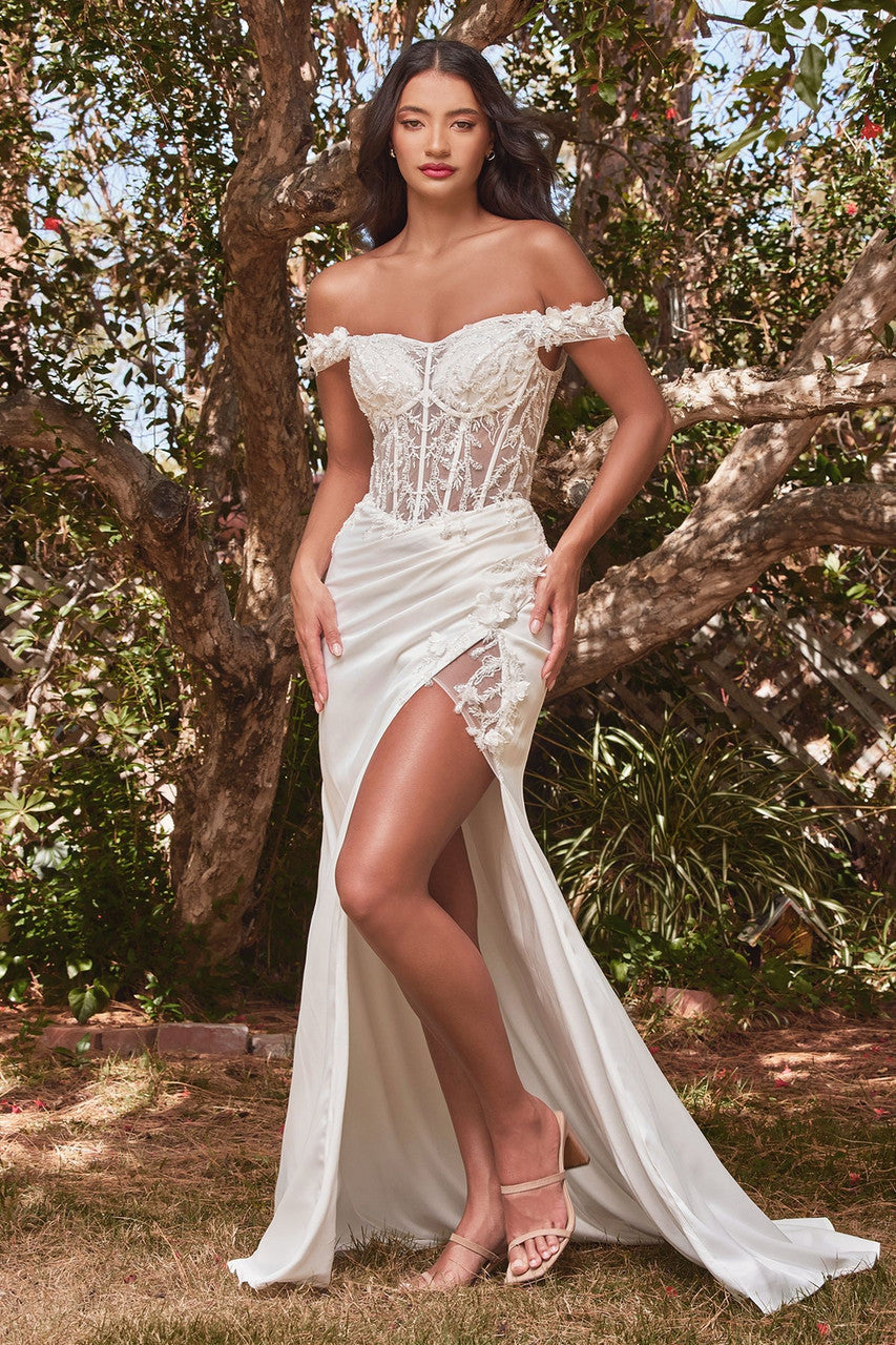 Rosaline Gown Off White Floral Off-The-Shoulder Dress