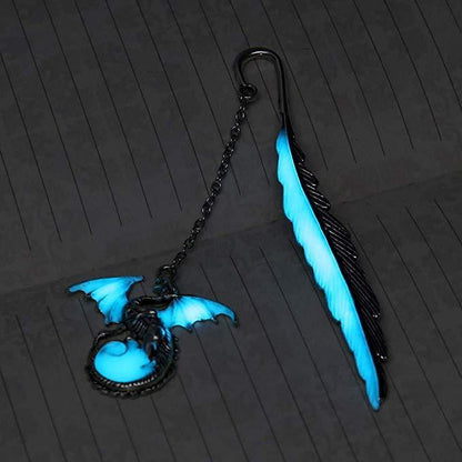 Vintage Feather Metal Glow in the Dark Bookmark – Handmade Lighted Crystal Bookmark, Unique Book Gifts