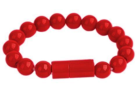 Beaded Charging Bracelet red