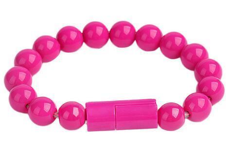 Beaded Charging Bracelet dark pink