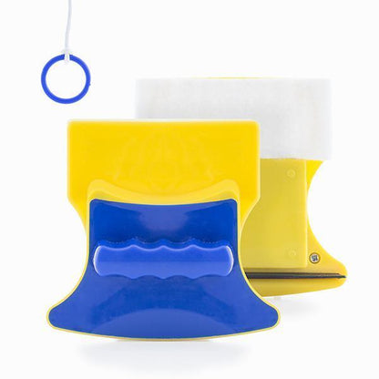 Magnetic glass cleaner brush with ergonomic handle