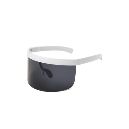 Futuristic Shield Visor Sunglasses White & black