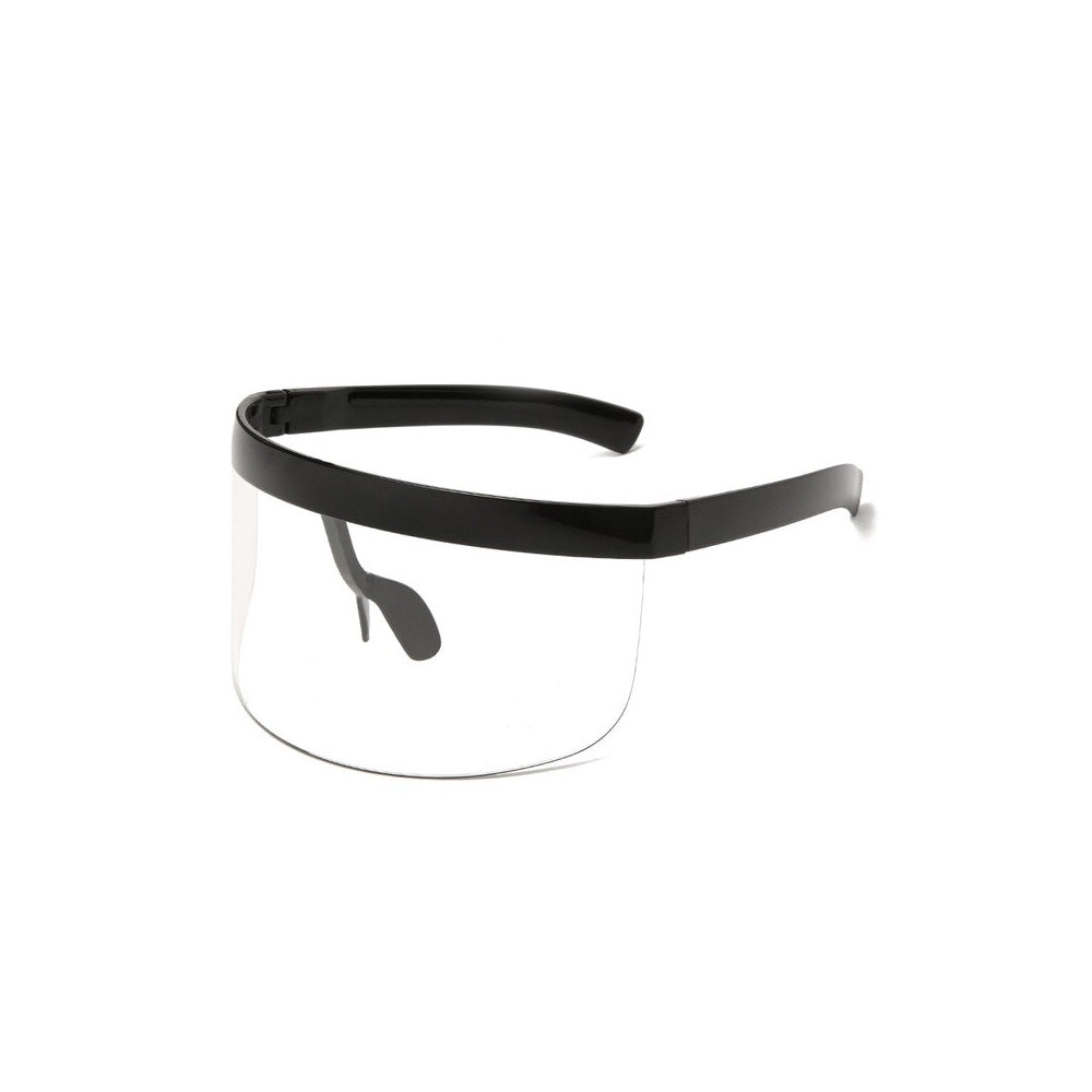 Futuristic Shield Visor Sunglasses Black & clear