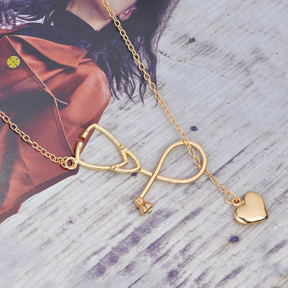Heart Stethoscope Necklace gold