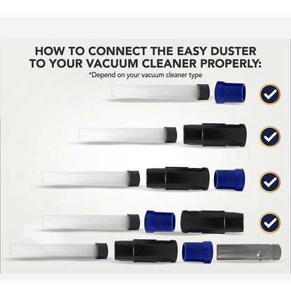 Compatibility chart for MasterDuster Vacuum Attachment showing universal fit with most vacuum cleane