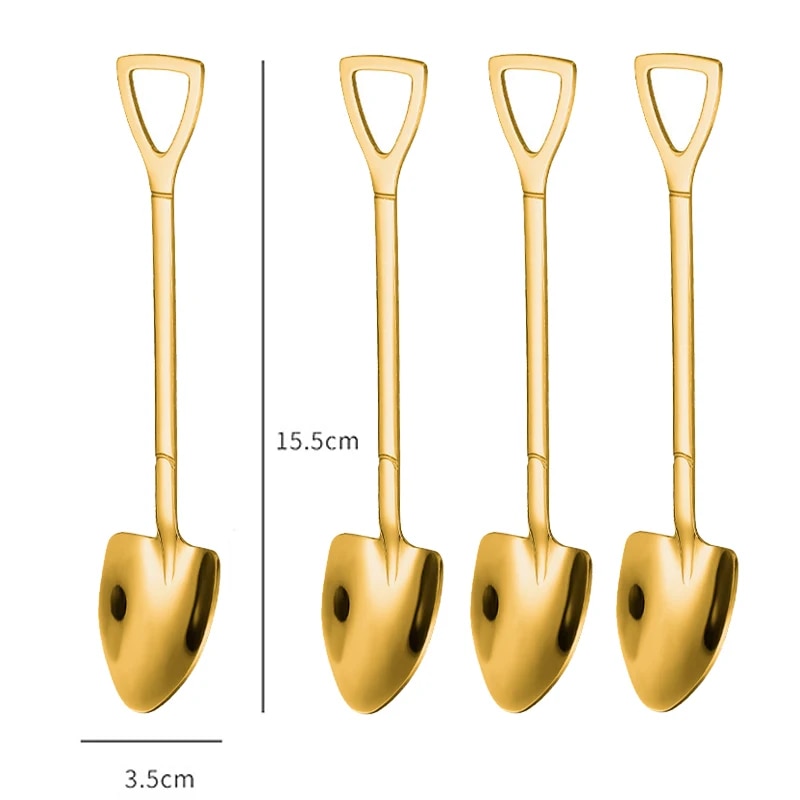 fOVJ4pcsSetStainlessSteelShovelPointSpoonsCoffeeTeaSpoonIceCreamDessertTipScoopsCutle