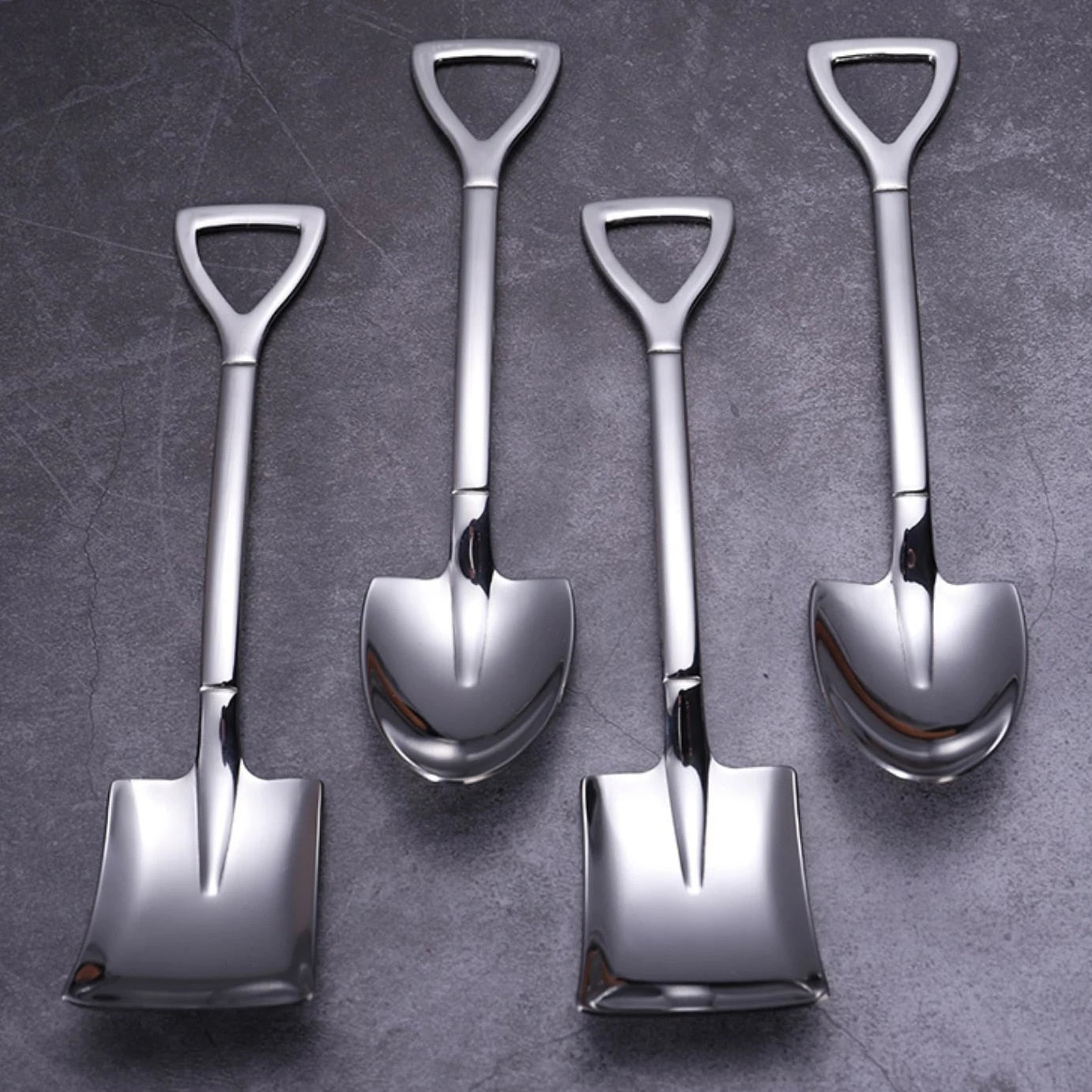 OT0t4pcsSetStainlessSteelShovelPointSpoonsCoffeeTeaSpoonIceCreamDessertTipScoopsCutle