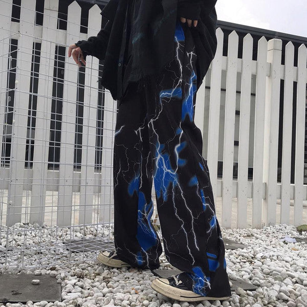 Polyester Lightning Bolt Print Pants (1).jpg