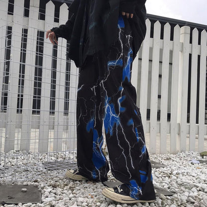 Polyester Lightning Bolt Print Pants (1).jpg