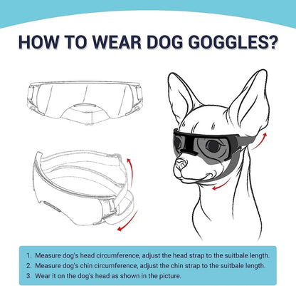 Small Breed Dog Sunglasses Windproof AntiUV Goggles for Outdoor Eye Protection