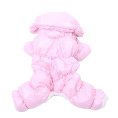 Warm Fleece Dog Overalls: Windproof Hooded Parka for Small Breeds