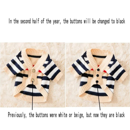 iZ83WinterDogClothesChihuahuaSoftPuppyKittenHighStripedCardiganWarmKnittedSweaterCoatF