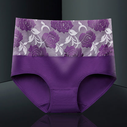 Cotton High Waisted Abdominal Underwear Purple 1