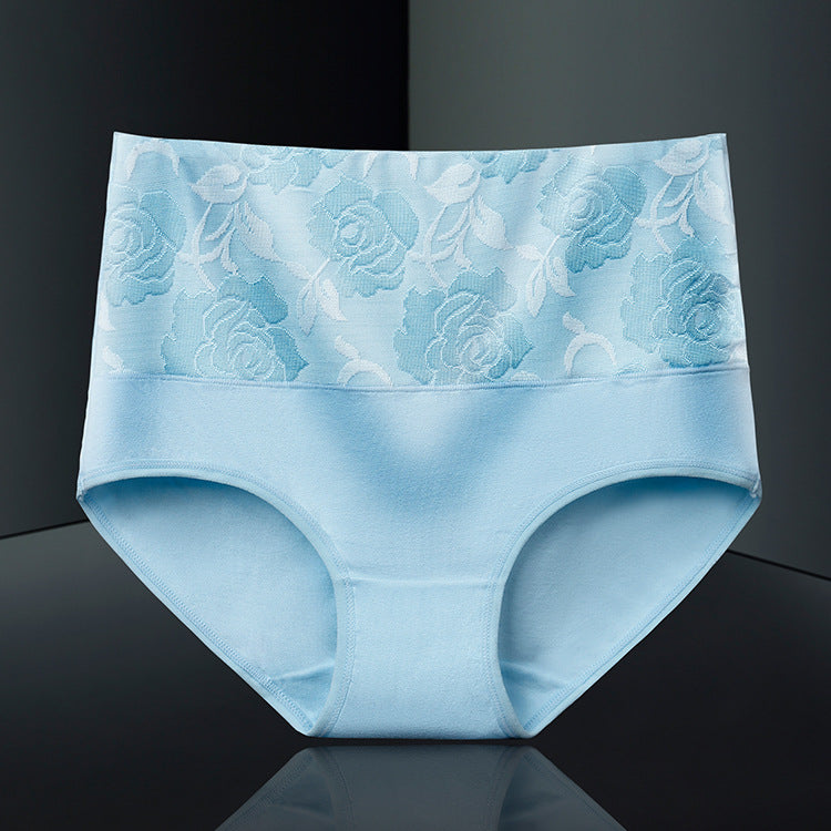 Cotton High Waisted Abdominal Underwear Light Blue