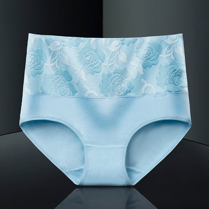 Cotton High Waisted Abdominal Underwear Light Blue