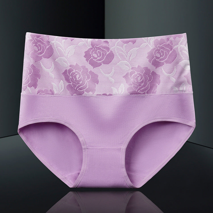 Cotton High Waisted Abdominal Underwear Lavender