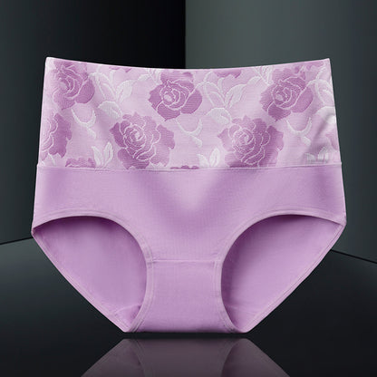 Cotton High Waisted Abdominal Underwear Lavender