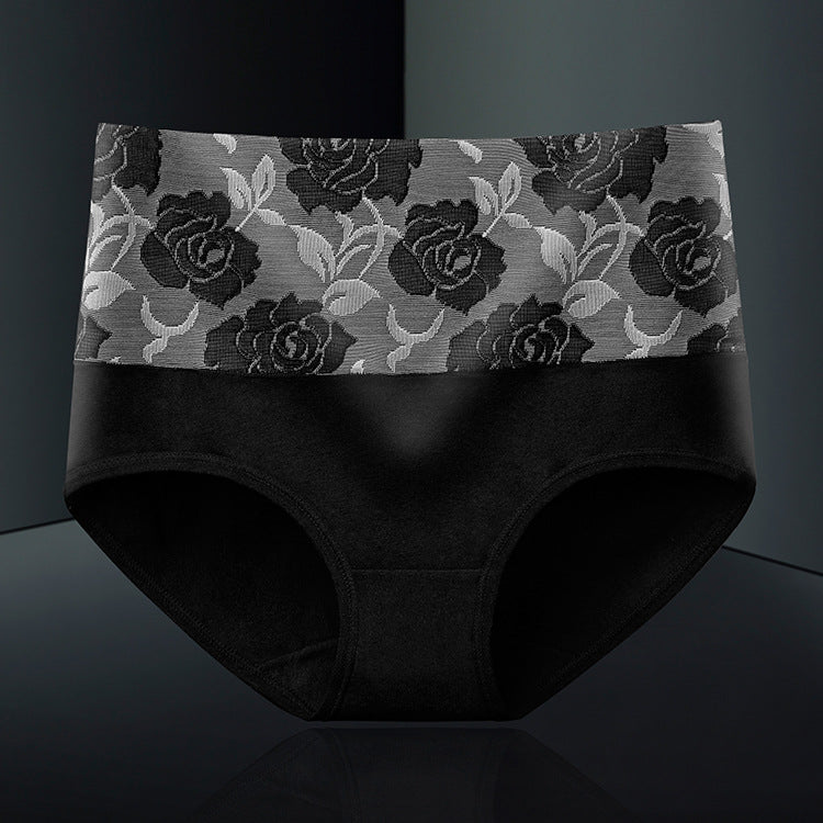 Cotton High Waisted Abdominal Underwear Black