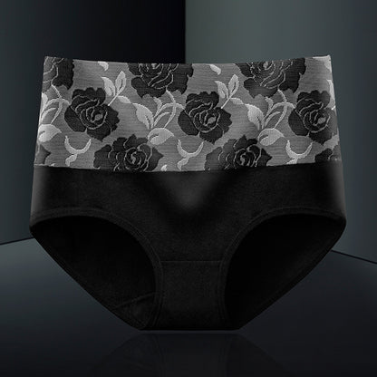 Cotton High Waisted Abdominal Underwear Black