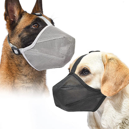 fWR3PetDogMuzzlesAdjustableBreathableDogMouthCoverAntiBarkBiteMeshDogsMouthMuzzleMask