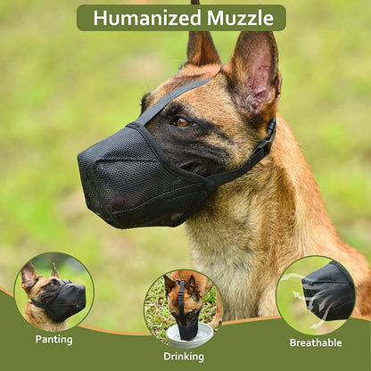 JoykPetDogMuzzlesAdjustableBreathableDogMouthCoverAntiBarkBiteMeshDogsMouthMuzzleMask